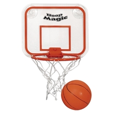 aerial view a clear backboard with orange markings custom promotional mini basketball hoop set, image 1 of 2