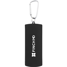 aerial view a black recycled bandage dispenser with carabiner, image 1 of 7