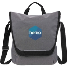 aerial view a gray dover recycled messenger bag, image 1 of 9