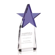 aerial view a blue jaffa optical crystal top star award, image 1 of 3