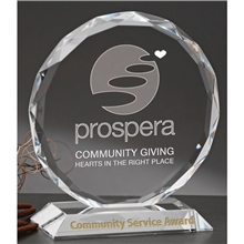 aerial view a clear large ravenna glass award - 7x7 in, image 1 of 2