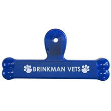 aerial view a translucent blue garyline(r) 6 bone shape bag clip, image 1 of 2