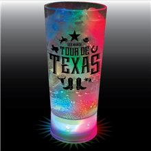 a clear 10 oz 3- light plastic cooler cup