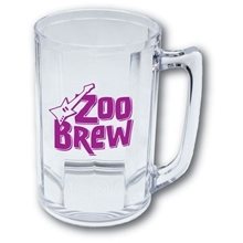 a clear 5 oz plastic fluted beer mug sampler with handle
