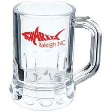 a clear 1.25 oz plastic fluted mini mug with handle
