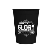 aerial view a black 16 oz stadium cup, image 1 of 3