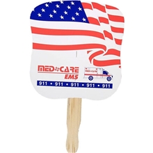 a white patriotic hand fan, full color digital