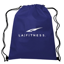 aerial view a navy non - woven drawstring backpack 13w x 16.5h, image 1 of 2