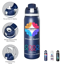 a group of 27 oz dual drink - model double wall stainless steel insulated bottle