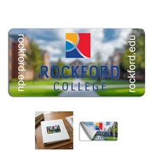 aerial view a group of 4 x 2 rectangle full color removable 6 mil kiss - cut stickers rounded corners, image 1 of 2