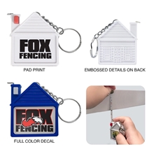aerial view a group of house shaped tape measure key chain, image 1 of 4