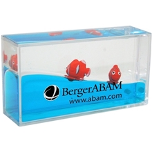 aerial view a clear mini clownfish liquid wave paperweight, image 1 of 5