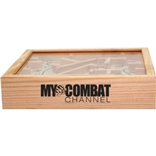 aerial view a wooden 4.5 wooden maze puzzle, image 1 of 7