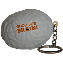 aerial view a white brain stress ball keyring - stress reliever, image 1 of 5