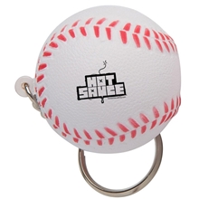 aerial view a white baseball keyring stress reliever, image 1 of 3