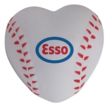 aerial view a white heart shaped baseball stress ball - stress reliever, image 1 of 5
