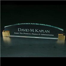 a clear clearaward jade crystal monogram award - 12x3x0.5 in