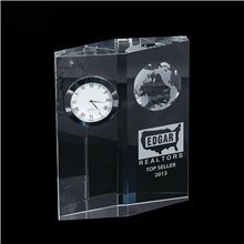 a clear clearaward global time optical crystal globe desk clock award