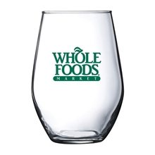 aerial view a clear concerto 11.5 oz modern stemless wine glass, image 1 of 2