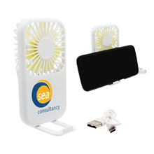 a group of portable fan with phone holder, full color digital
