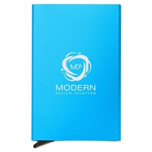 aerial view a electric blue rfid card holder, image 1 of 7