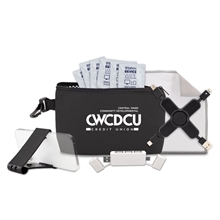 a black 10 pcs cleaning and charging tech kit in black mesh zipper pouch