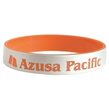 a group of silver silicone bracelets