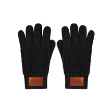 aerial view a black waffle knit gloves, image 1 of 3