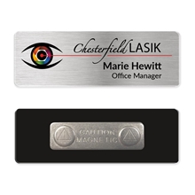 aerial view a silver 1 x 3 name badge - magnet back, image 1 of 2