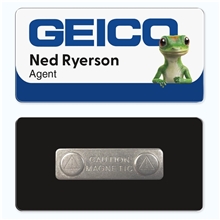 aerial view a white 1.5 x 3 name badge - magnet back, image 1 of 2