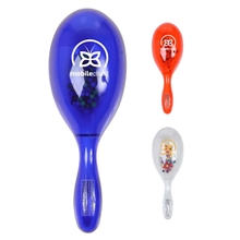 a group of plastic translucent maracas filled with plastic beans