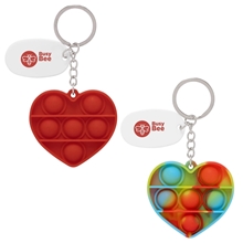 a group of push pop bubble heart fidget sensory keychain
