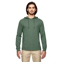 aerial view a asparagus econscious unisex eco blend long - sleeve pullover hooded t - shirt - colors, image 1 of 3