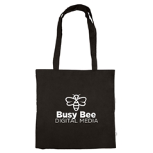 aerial view a black basic cotton sheeting natural economy canvas tote bag - 15 x 15, image 1 of 3