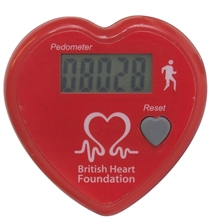 aerial view a red heart shaped pedometer, image 1 of 3