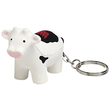 aerial view a white/black cow keyring stress reliever, image 1 of 7