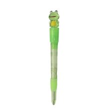 aerial view a green ballpoint light up frog pen, image 1 of 2
