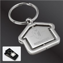 a silver alloy rochester revolving house key tag