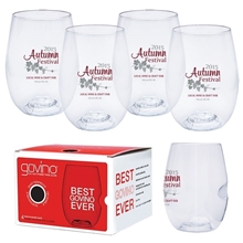 aerial view a clear dishwasher safe govino(r) 16 oz wine glass 4 pack, image 1 of 4