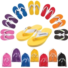 aerial view a group of triple layer multi - color flip flop, image 1 of 2