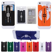 aerial view a group of 3- in -1 cell phone card holder w / packaging, image 1 of 2
