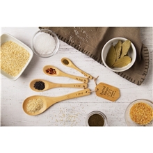 a group of wooden measuring spoons