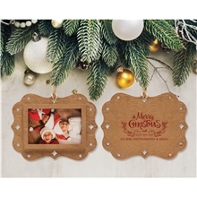 a group of wood frame photo ornament