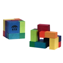 aerial view a multicolored playable art cube puzzle, image 1 of 2