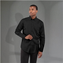 aerial view a black (995) mens wilshire long sleeve button up shirt, image 1 of 3