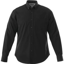 aerial view a black (995) mens wilshire long sleeve button up shirt, image 1 of 3