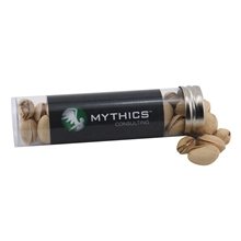 a clear tube with pistachios