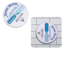 a white (blue sand) eco - friendly shower timer with suction cup