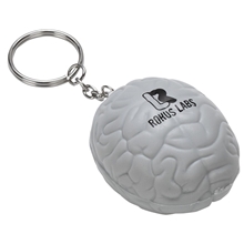 aerial view a grey squishy brain stress ball key chain - stress relievers, image 1 of 2
