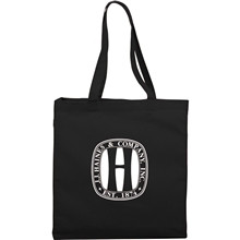 aerial view a black odessa 8oz cotton canvas tote, image 1 of 2